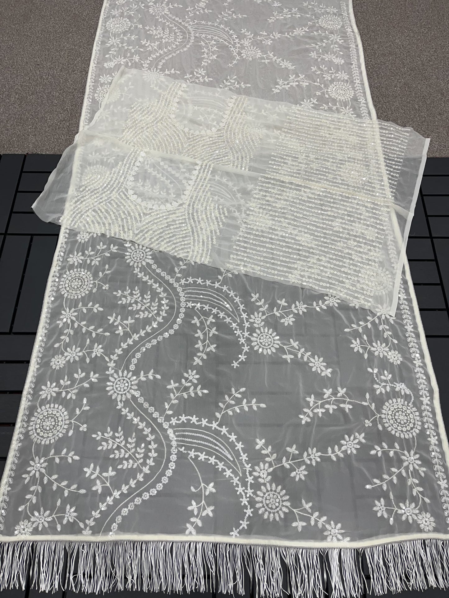 White Bling Starry BlockBuster sequence Saree