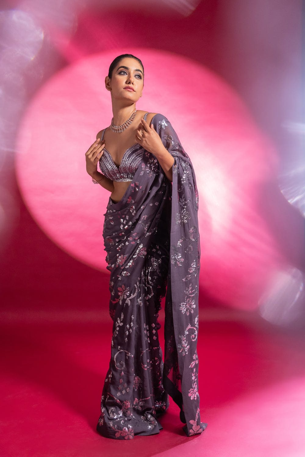 B Town Bling Sequin Saree with Modern Twist