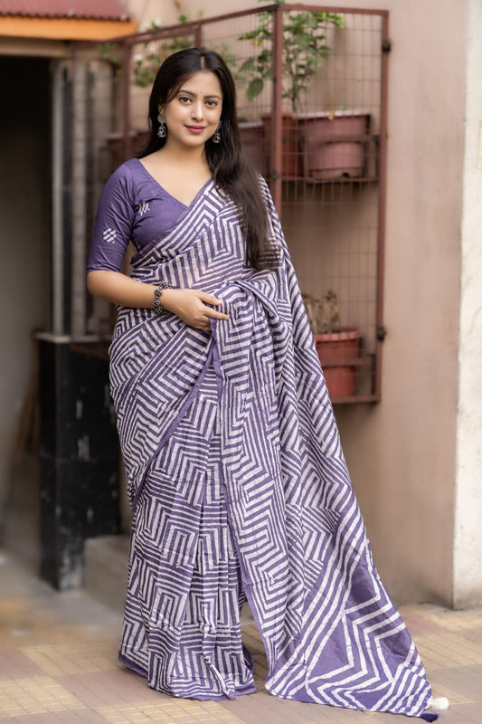 Monsoon Vibrant Ethnic Traditional Yet Modern Cotton batik printed saree