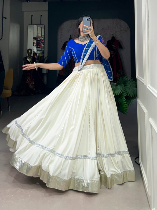 Celebrate the festivities in white Navratri lehenga