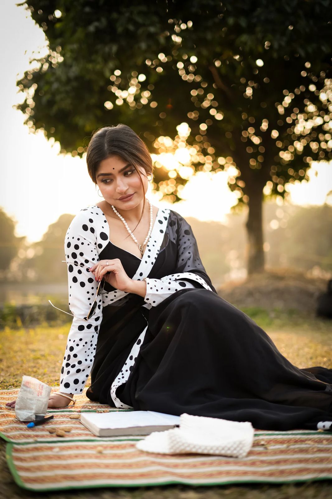 Polka Dots & Black Saree