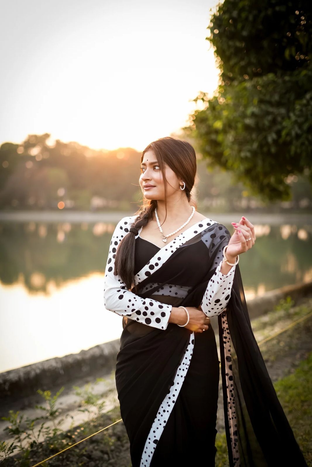 Polka Dots & Black Saree