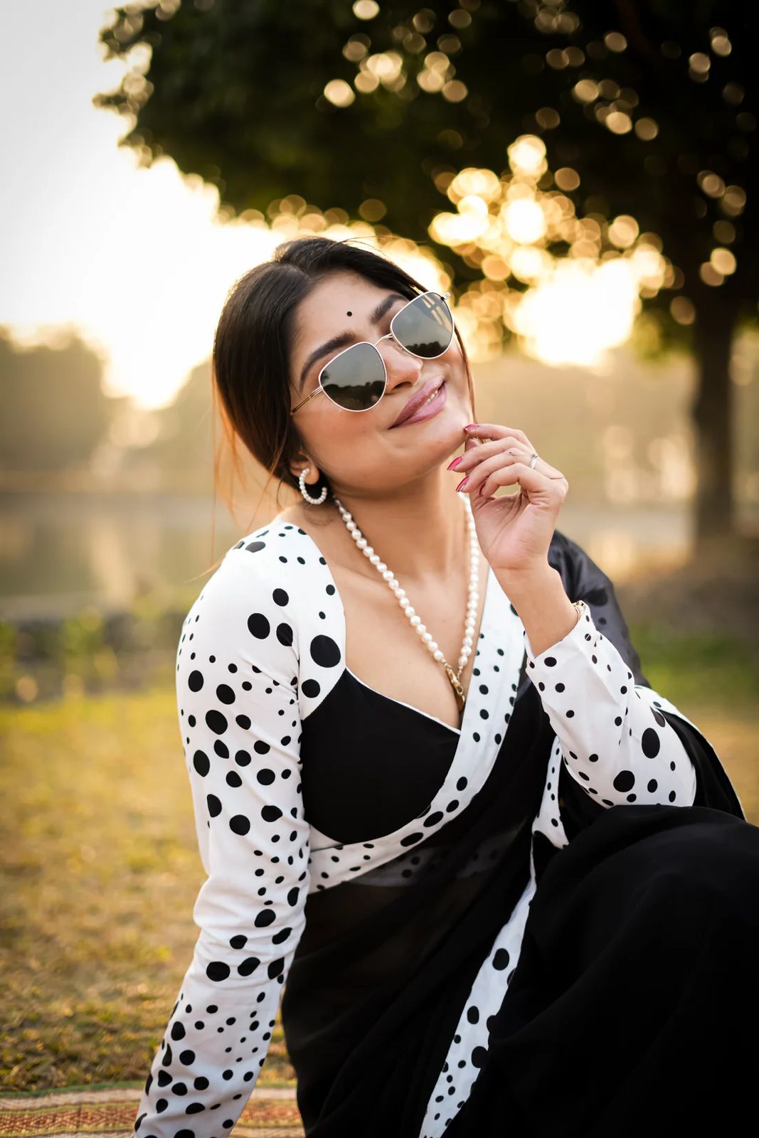 Polka Dots & Black Saree