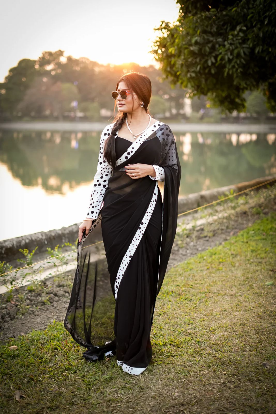 Polka Dots & Black Saree
