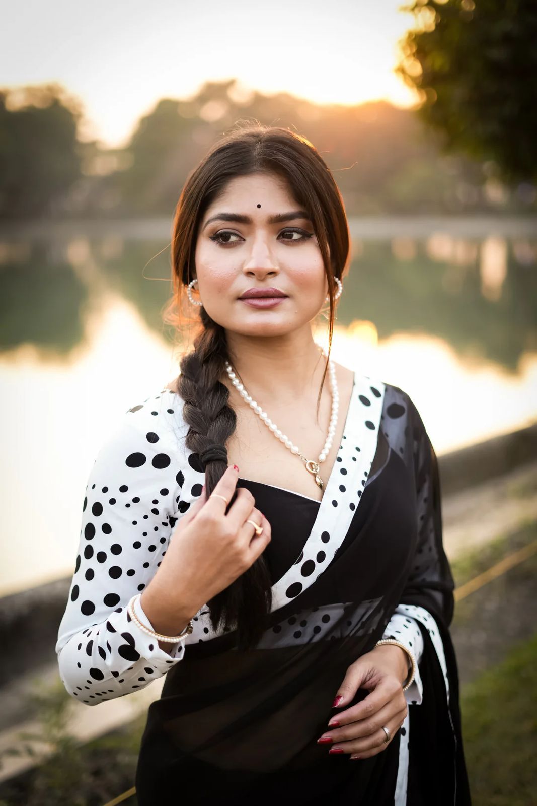 Polka Dots & Black Saree