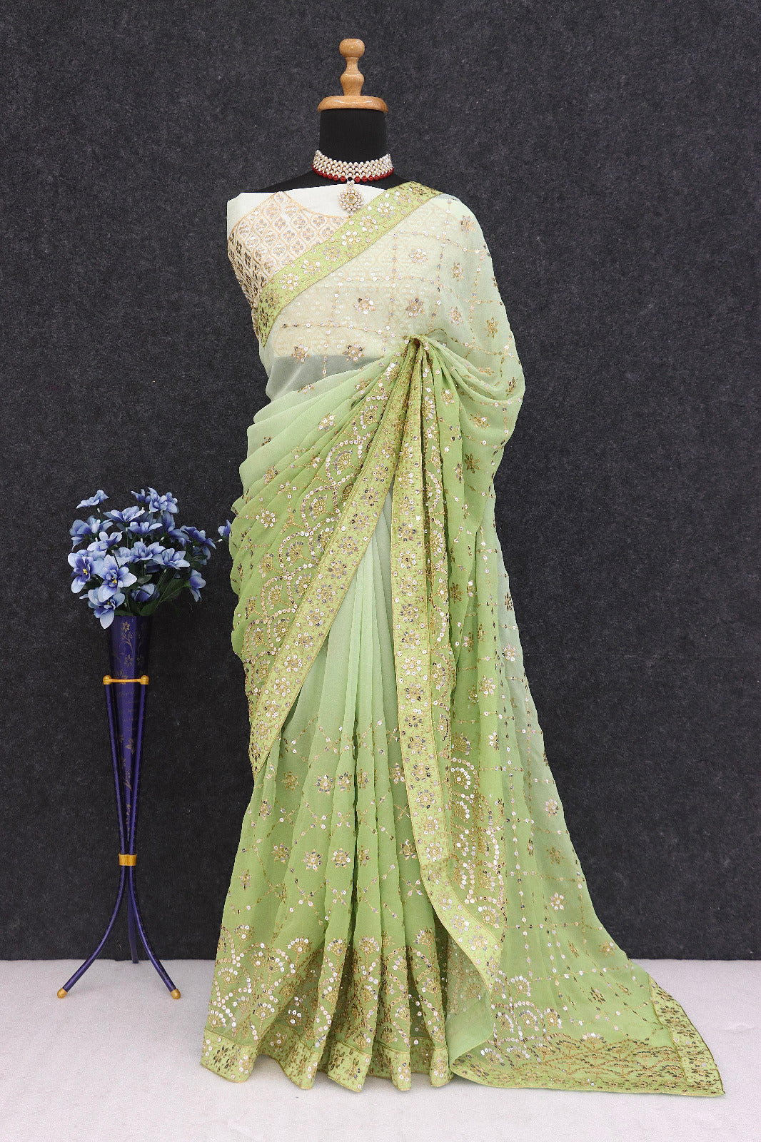 PASTAL PARTY WEAR SAREE