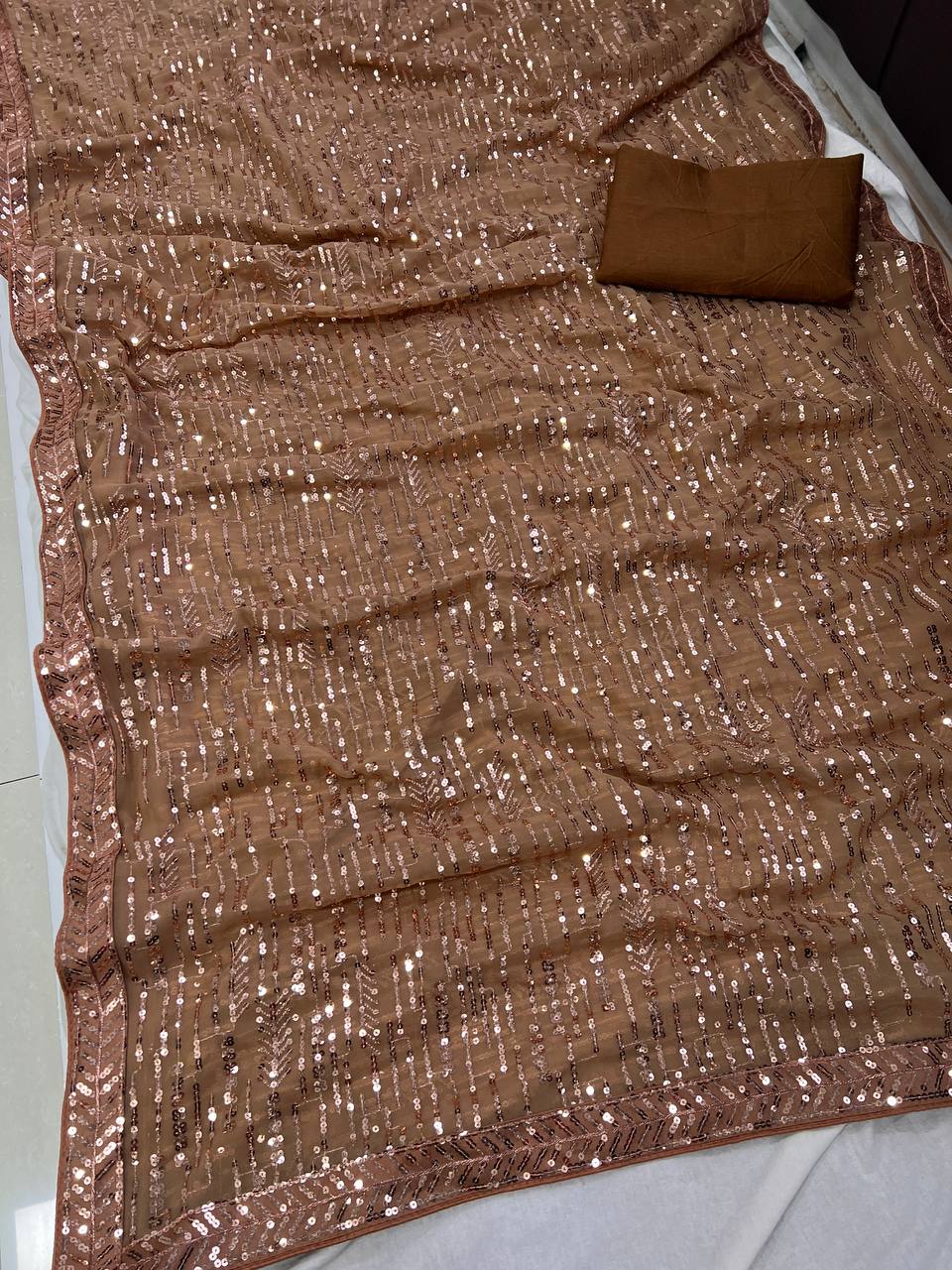 Bling Cooper Gold Premium Sequins Party Eye Turner Attention Seeking Saree