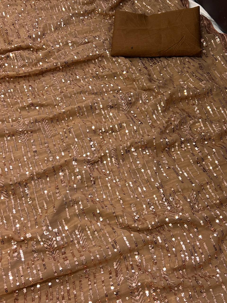 Bling Cooper Gold Premium Sequins Party Eye Turner Attention Seeking Saree