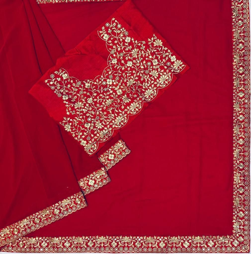 RED MADHURI DIXIT PARTY WERE WORK SAREE