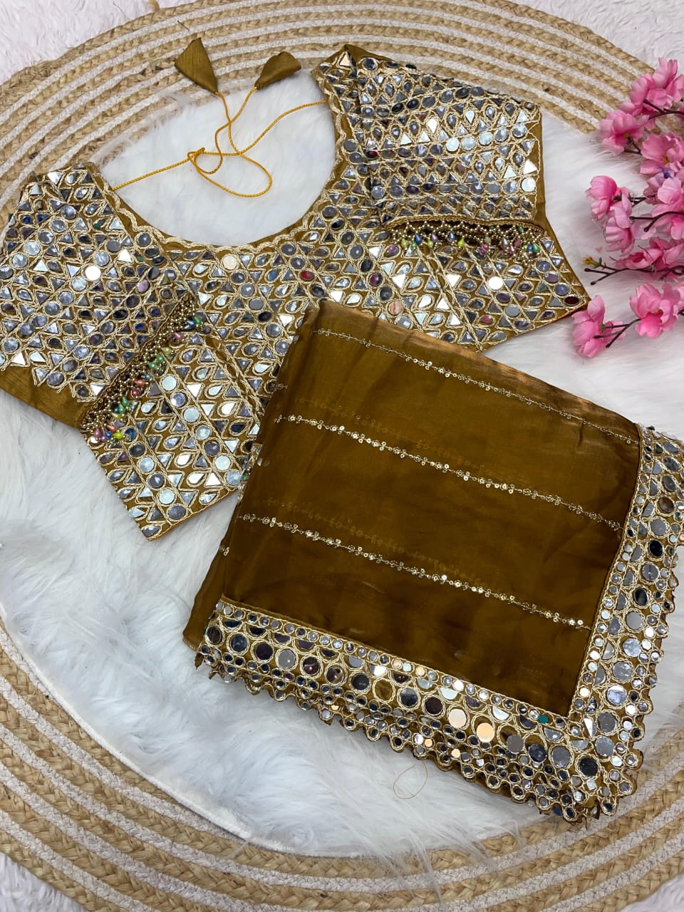 Bollywood Style Mirror Work Premium Saree