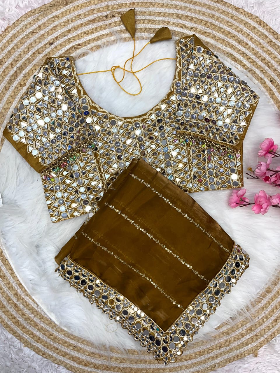 Bollywood Style Mirror Work Premium Saree