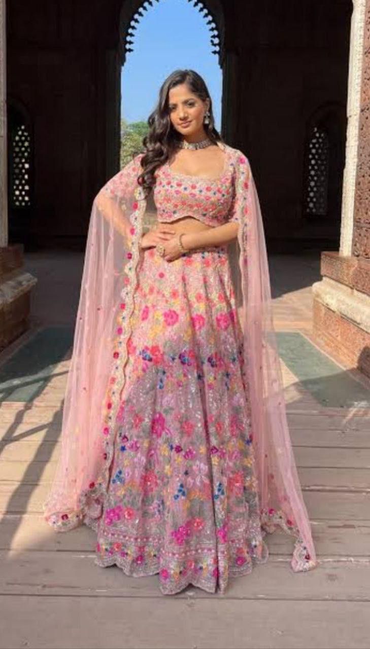 Royalry Pink Ensemble Vibes Premium Look Occassions Functions Lehanga