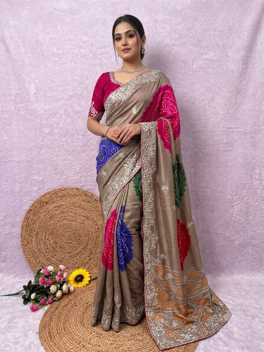 FLOWER BANDHANI UNIQUE CLASSIC SAREE
