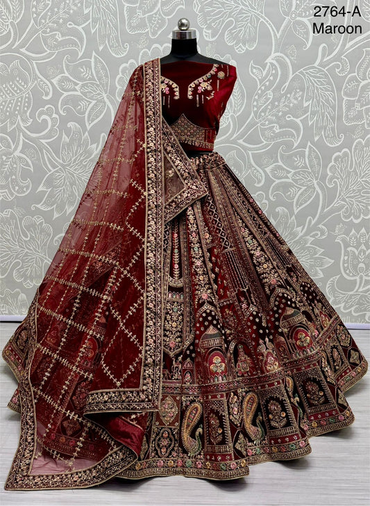 Eye catchy Designer Double dupatta Lehanga - Maroon