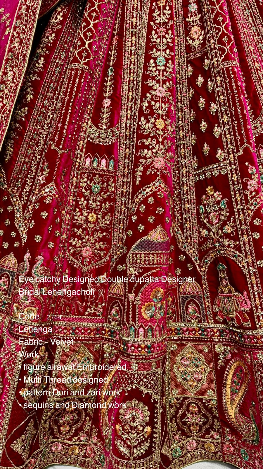 Eye catchy Designer Double dupatta Lehanga - Pink