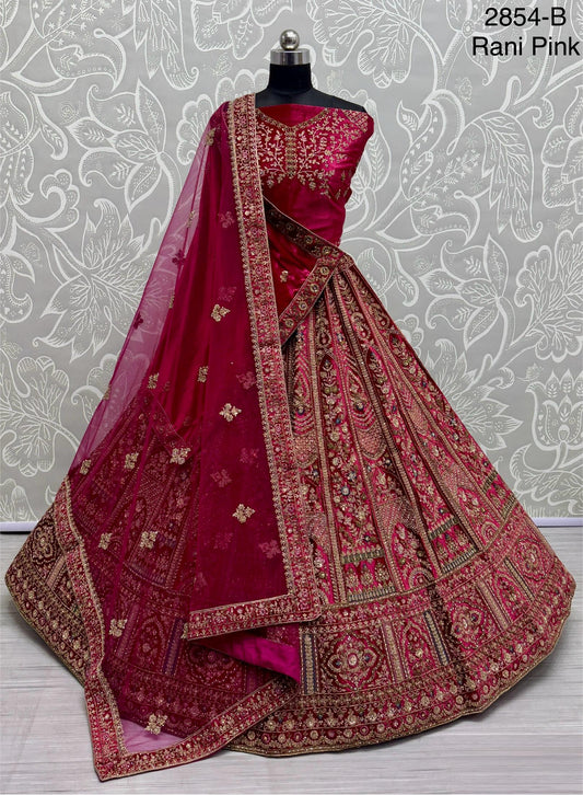 Graceful Premium Handworked Lehanga in Rani Pink