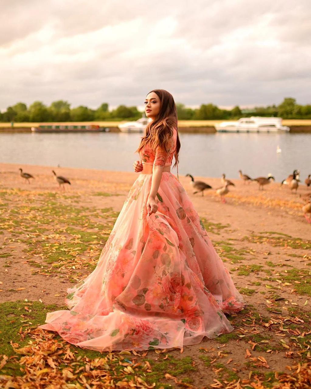 Elegant Modern Premium Floral Organza Silk Lehanga