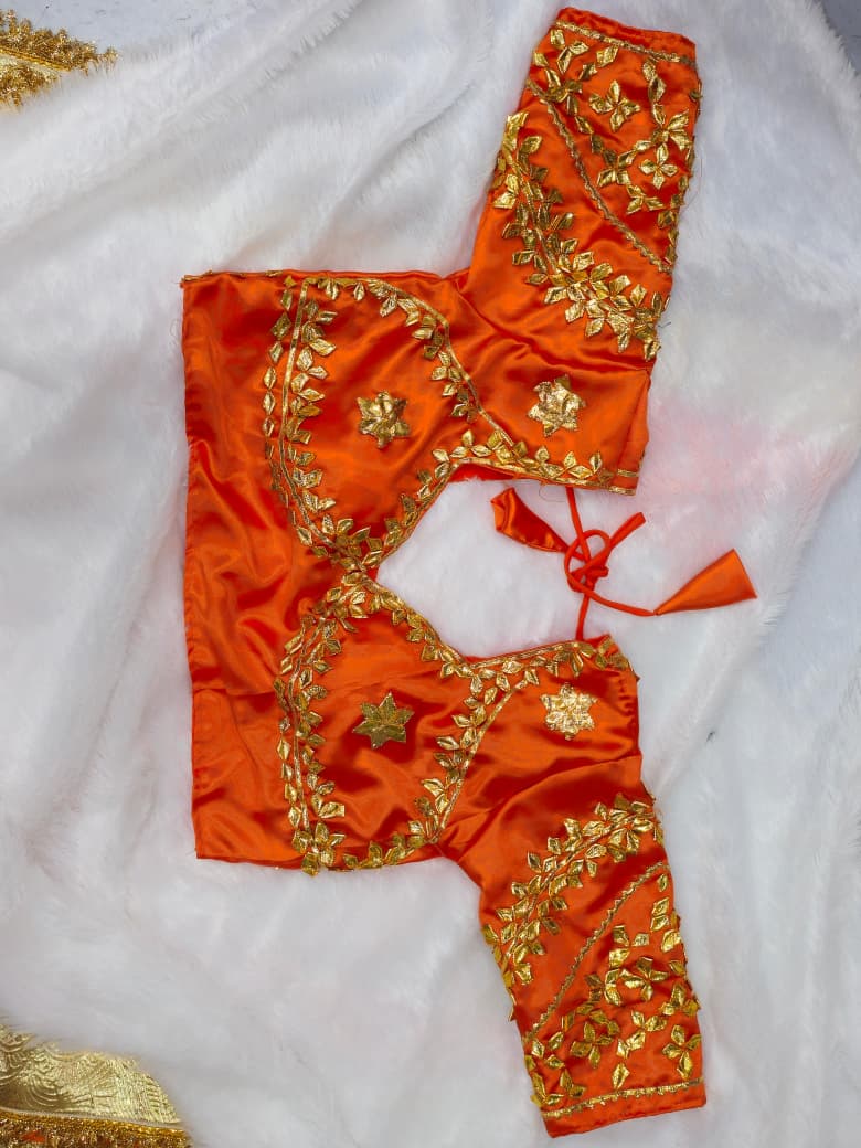 Orange Love Rashmi Desai Inspired Hand Charkhi Gotta Patti Saree