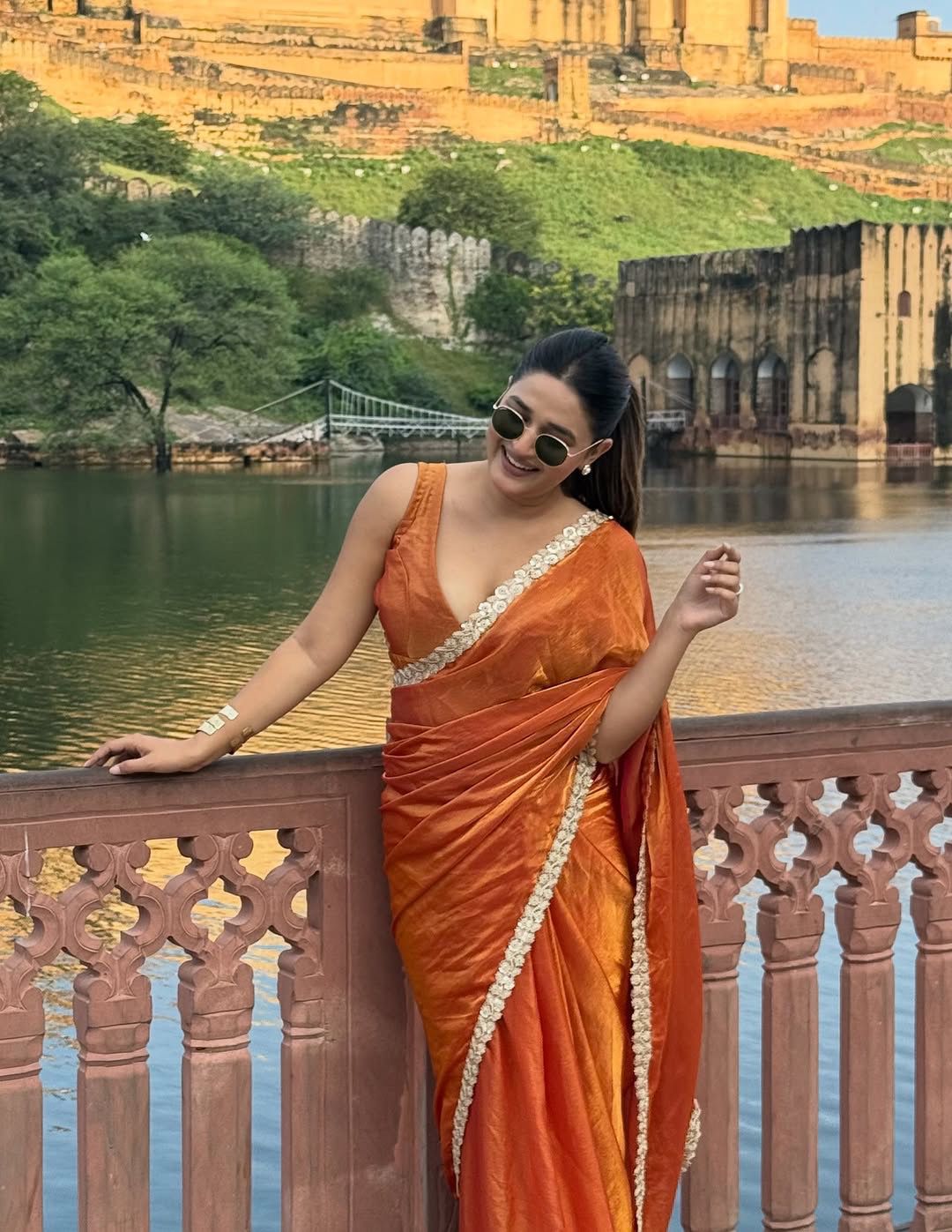 Orange Bright Eye Turner Premium Silk Saree