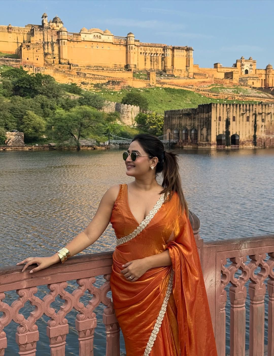 Orange Bright Eye Turner Premium Silk Saree