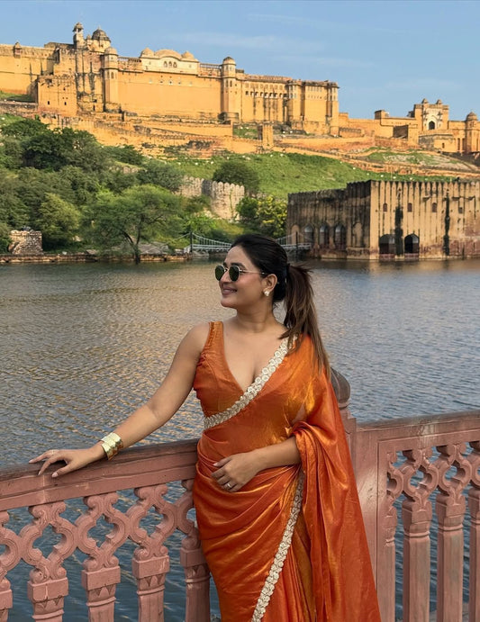 Orange Bright Eye Turner Premium Silk Saree