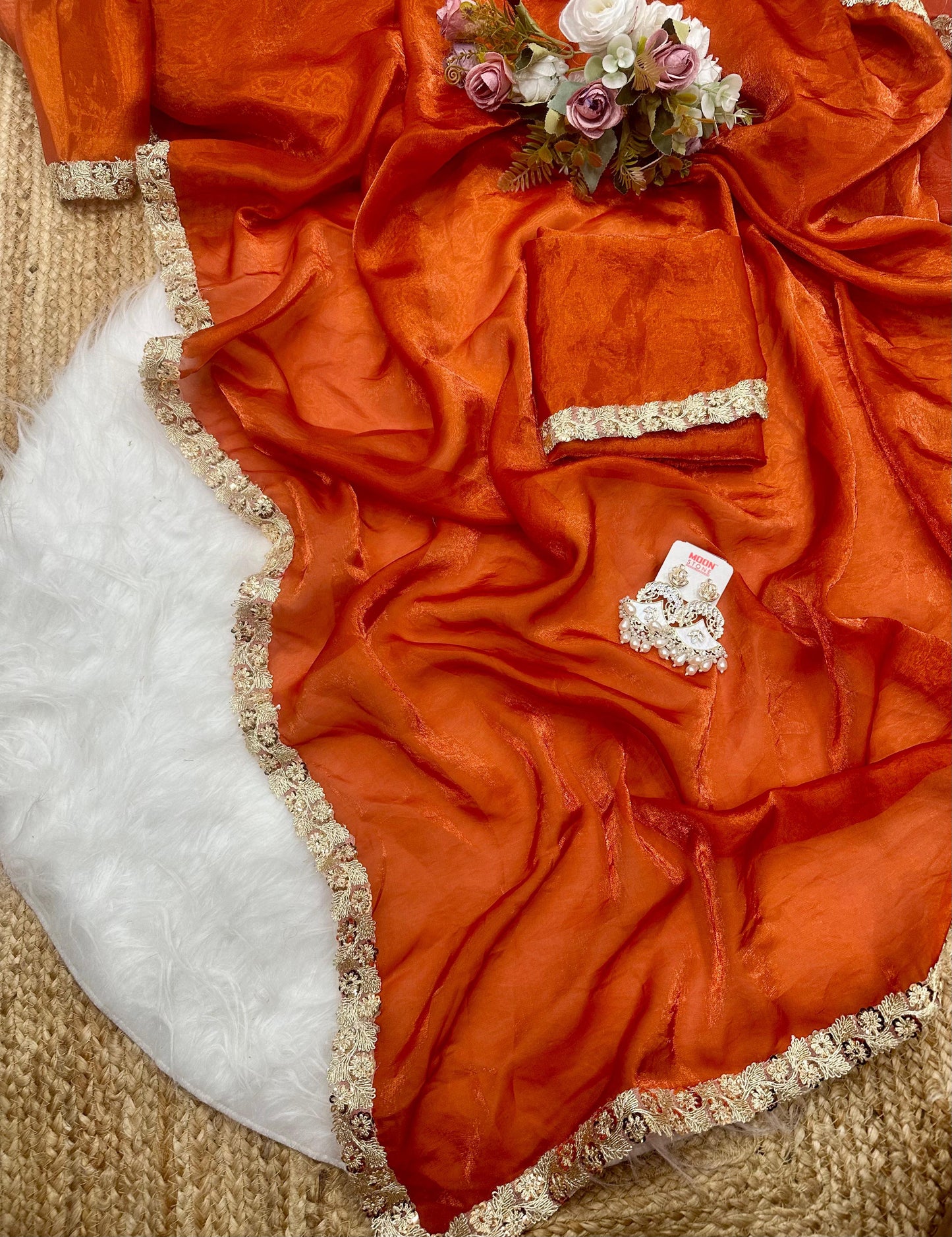Orange Bright Eye Turner Premium Silk Saree