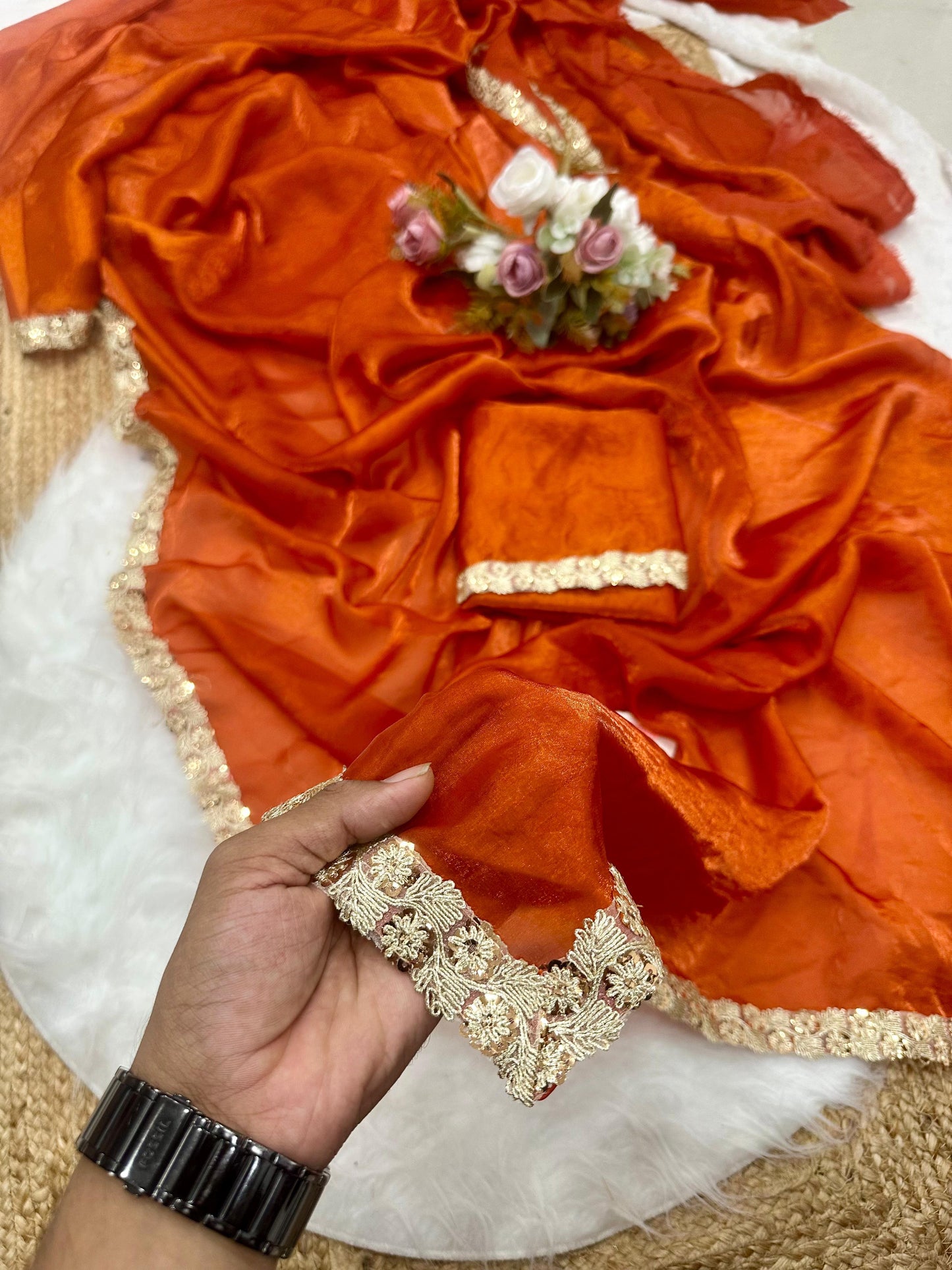 Orange Bright Eye Turner Premium Silk Saree