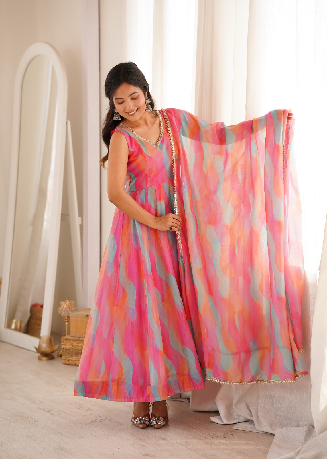 Season's Exclusive Mirror Lace Worked Gown Pair