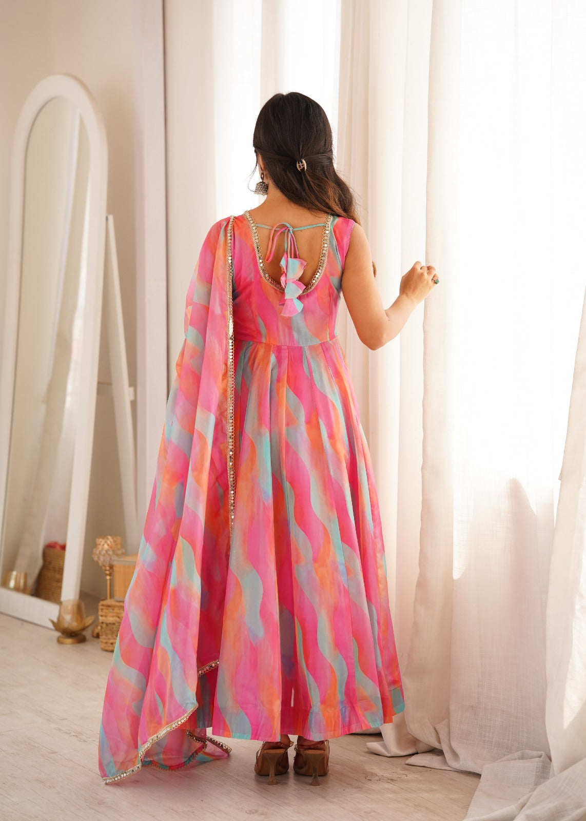 Season's Exclusive Mirror Lace Worked Gown Pair
