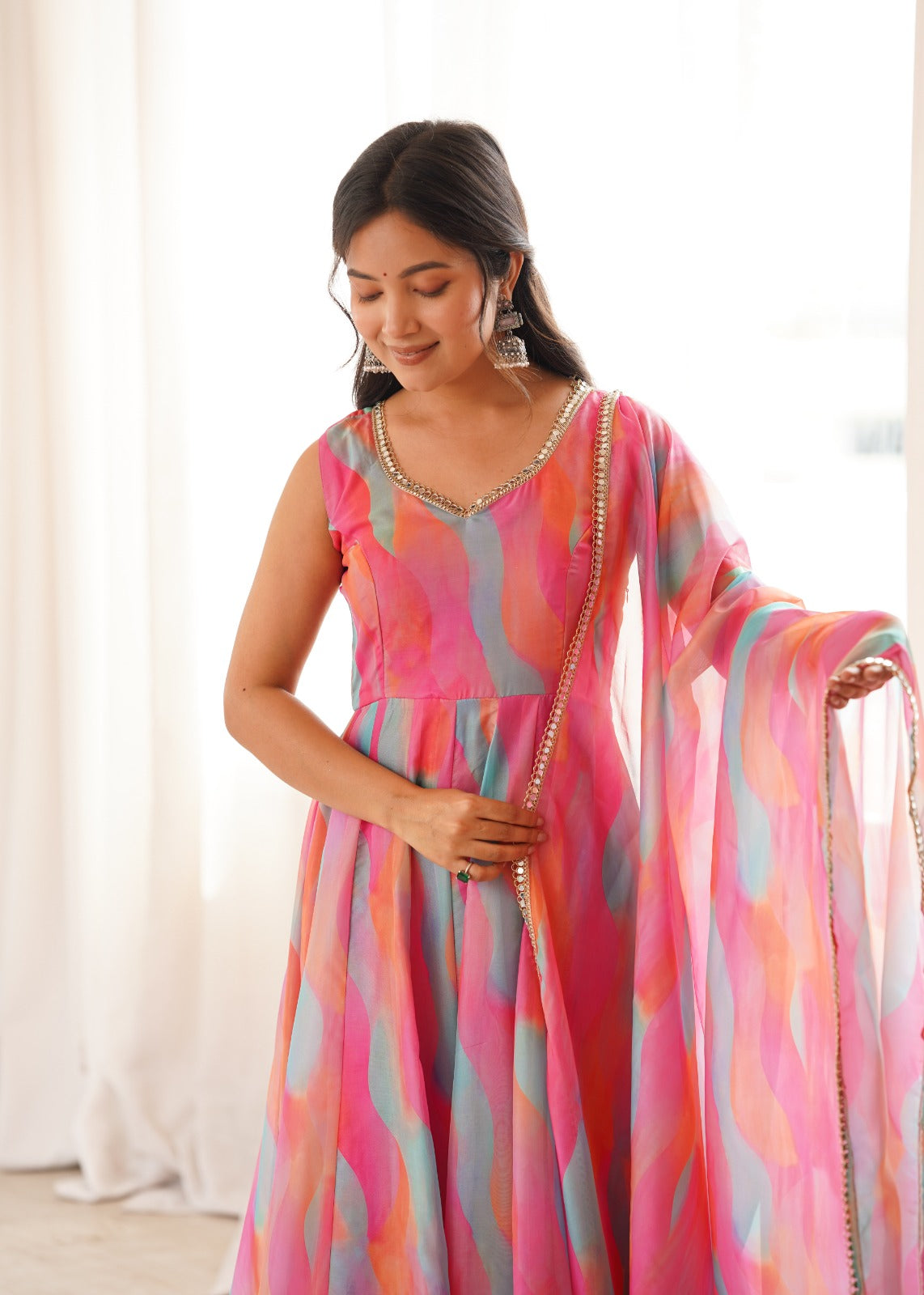Season's Exclusive Mirror Lace Worked Gown Pair