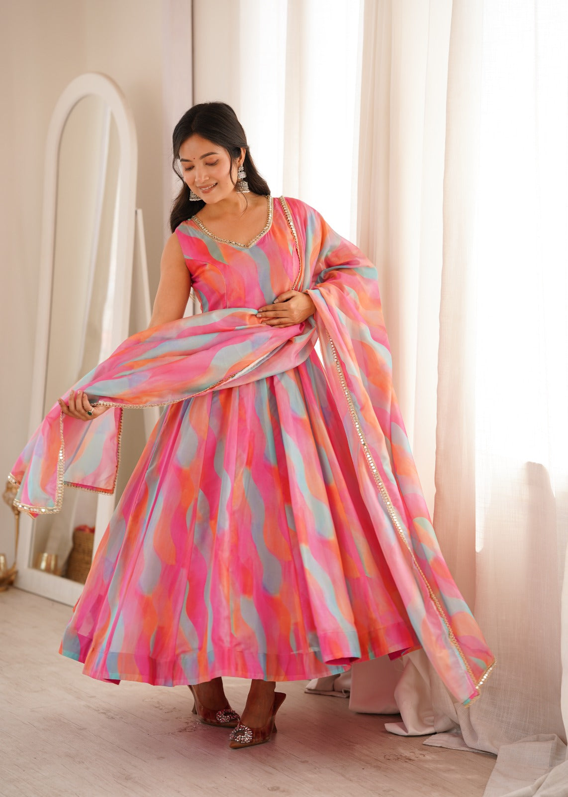 Season's Exclusive Mirror Lace Worked Gown Pair