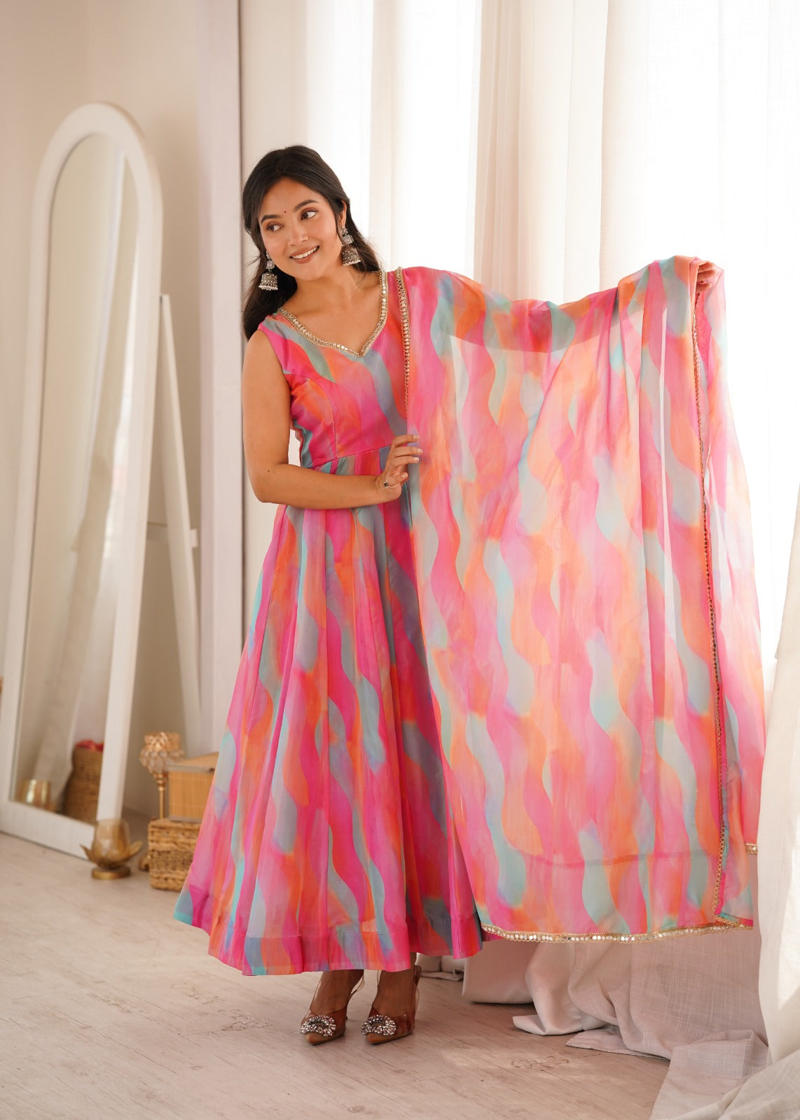 Season's Exclusive Mirror Lace Worked Gown Pair