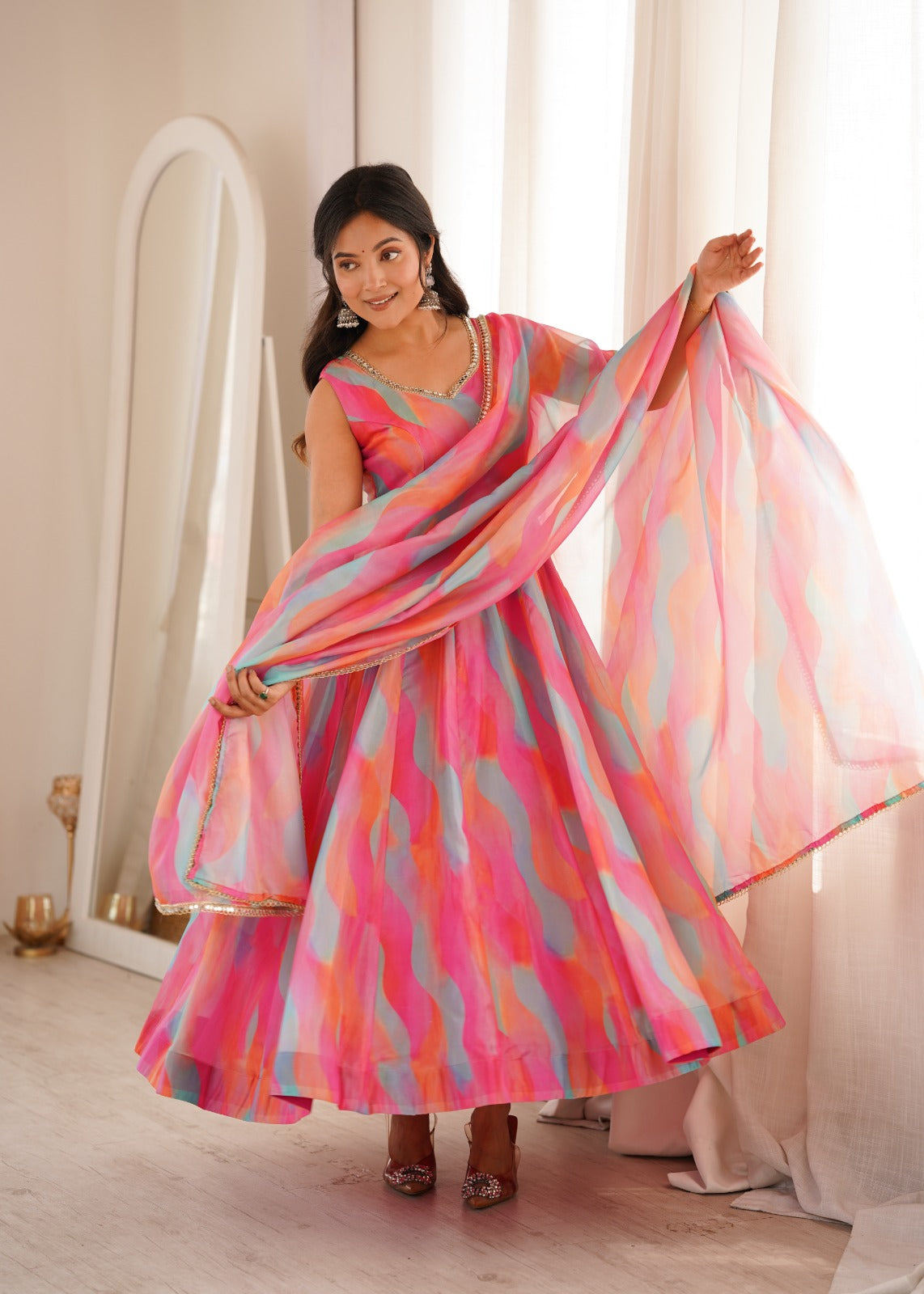 Season's Exclusive Mirror Lace Worked Gown Pair