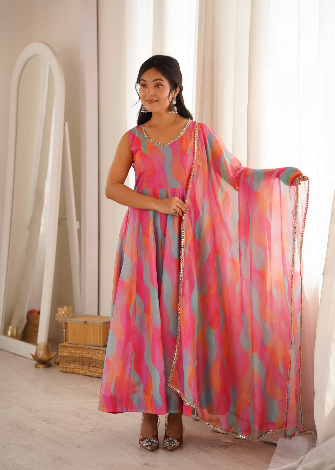 Season's Exclusive Mirror Lace Worked Gown Pair