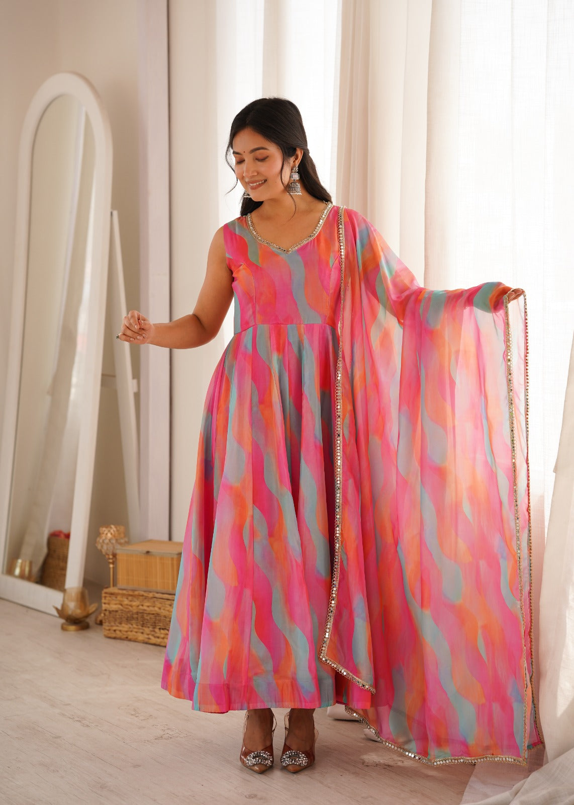 Season's Exclusive Mirror Lace Worked Gown Pair