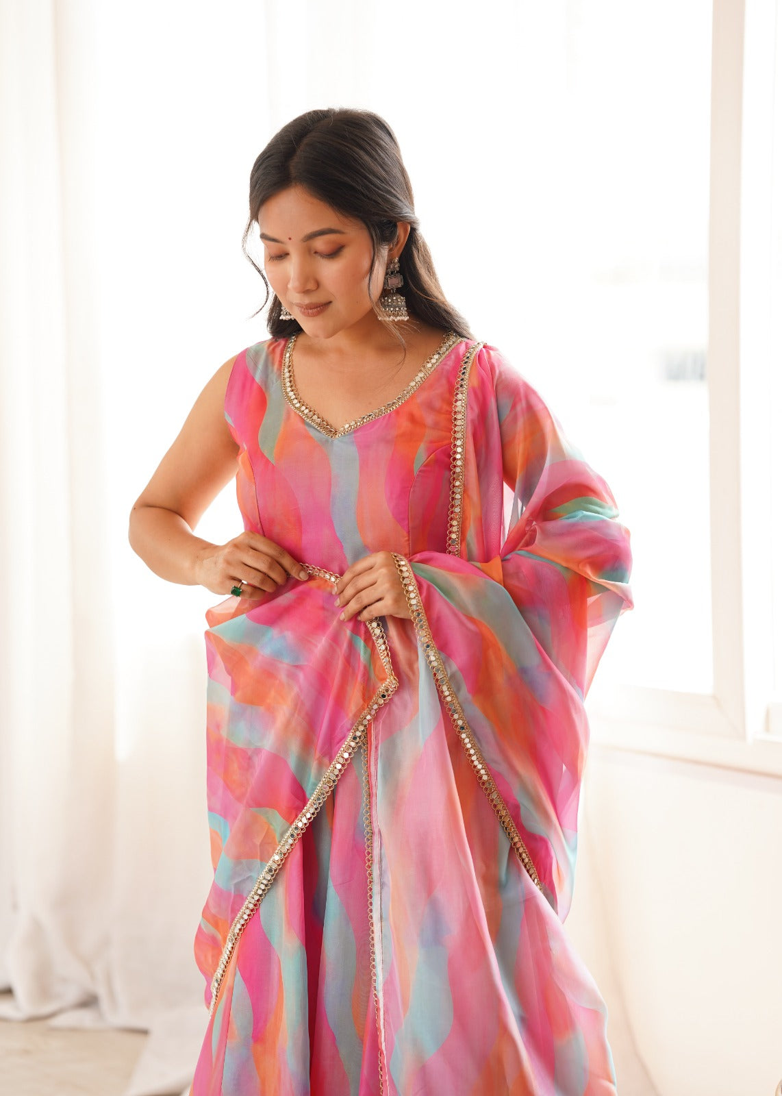 Season's Exclusive Mirror Lace Worked Gown Pair