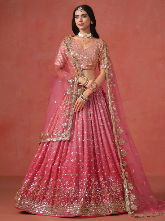 Peach Ombre Designer Lehanga