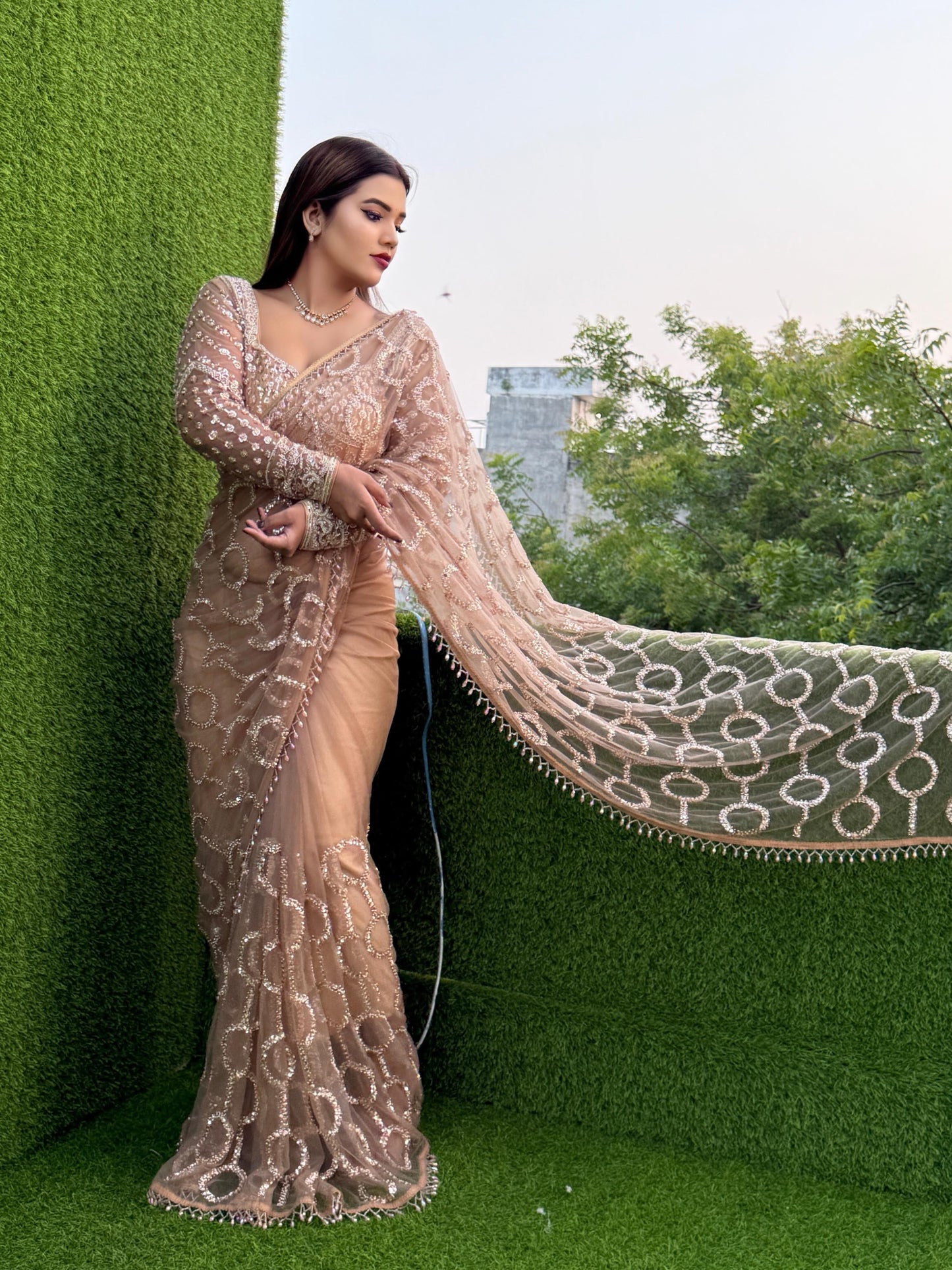 Ethereal Designer Beads &amp; Sequins Saree