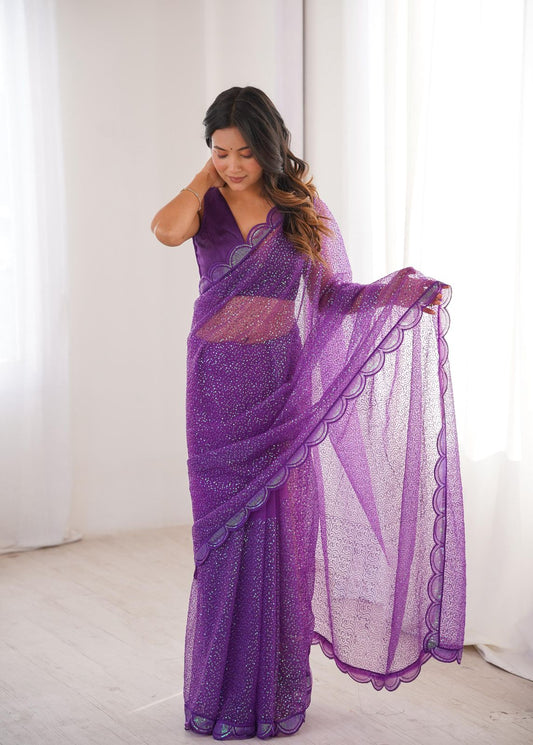 Shine In Every Drape Soft Net Sequins Saree