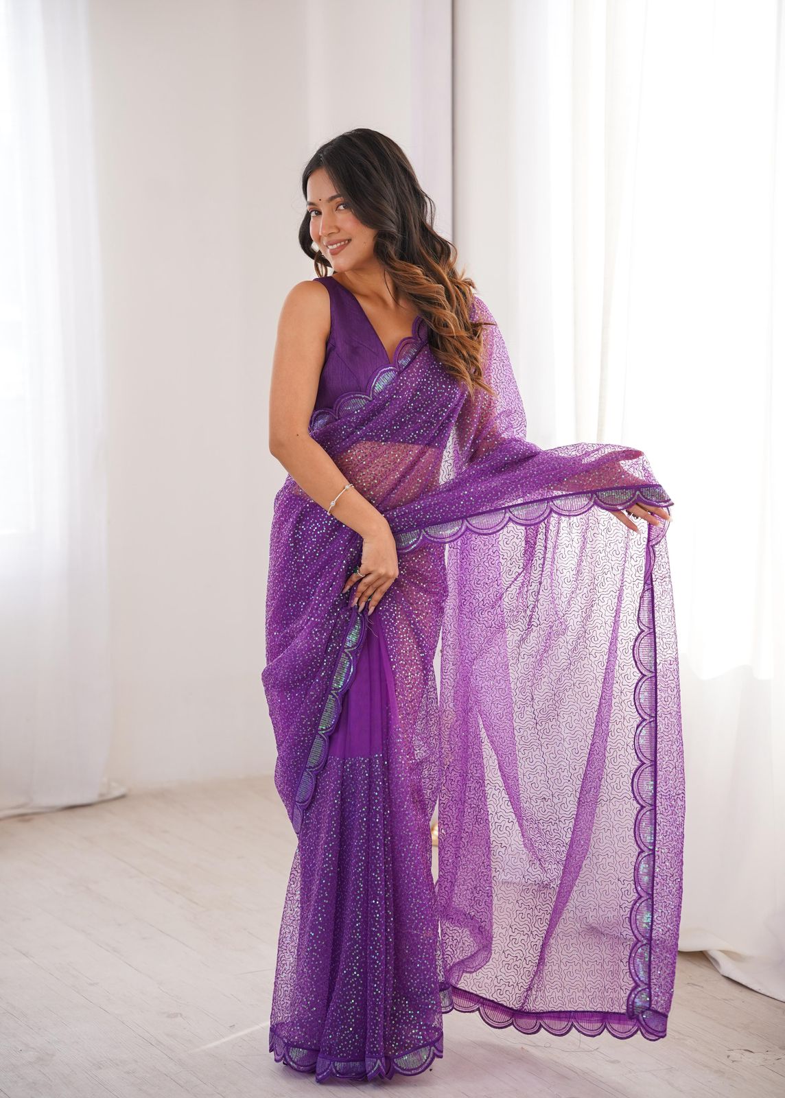 Shine In Every Drape Soft Net Sequins Saree
