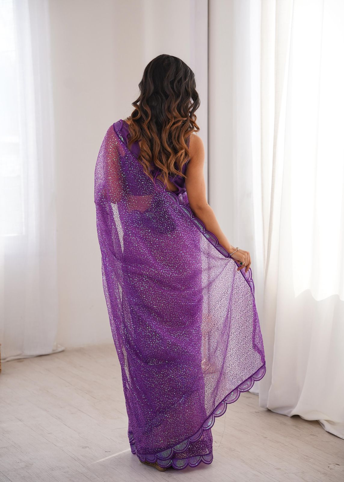 Shine In Every Drape Soft Net Sequins Saree