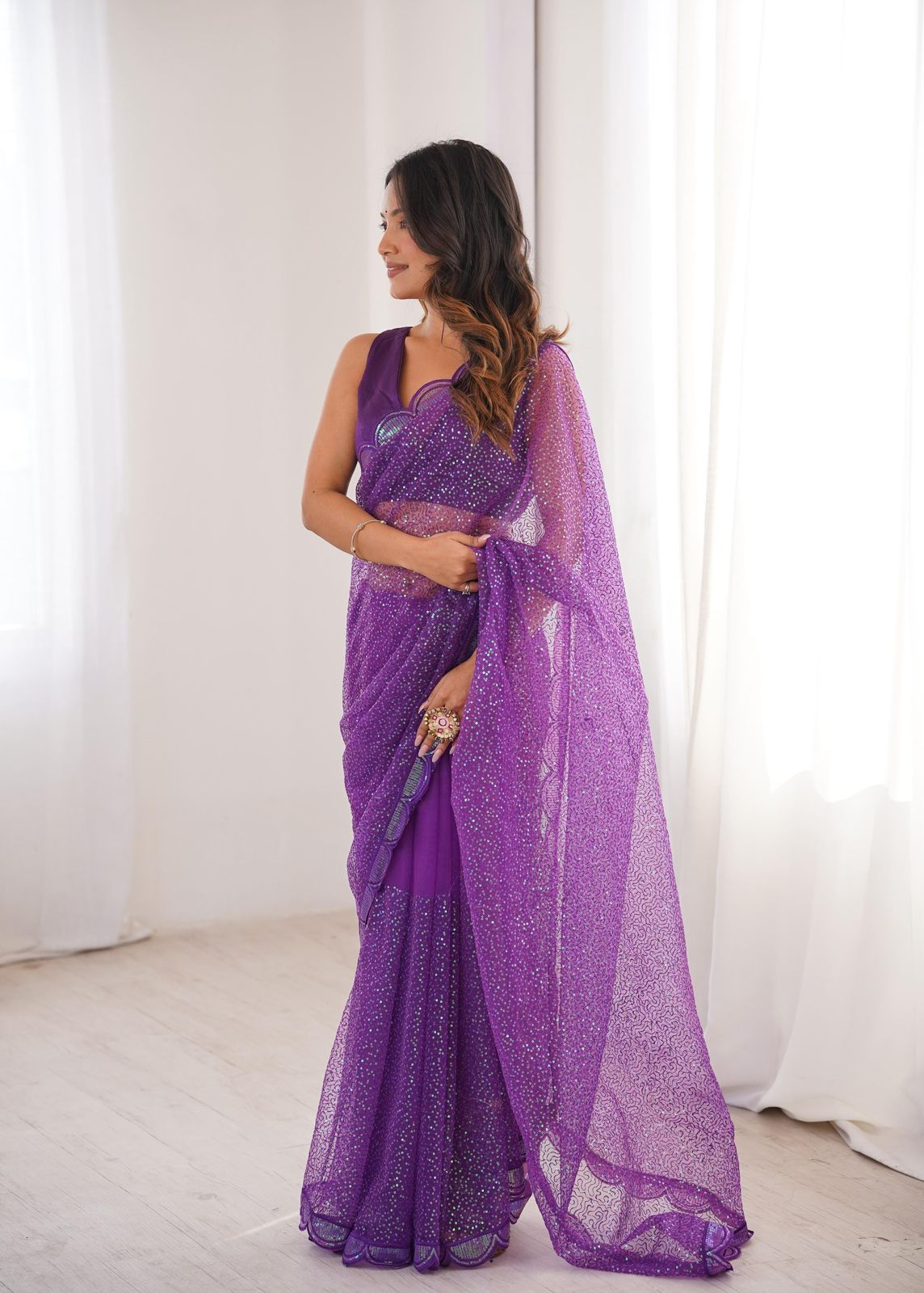 Shine In Every Drape Soft Net Sequins Saree