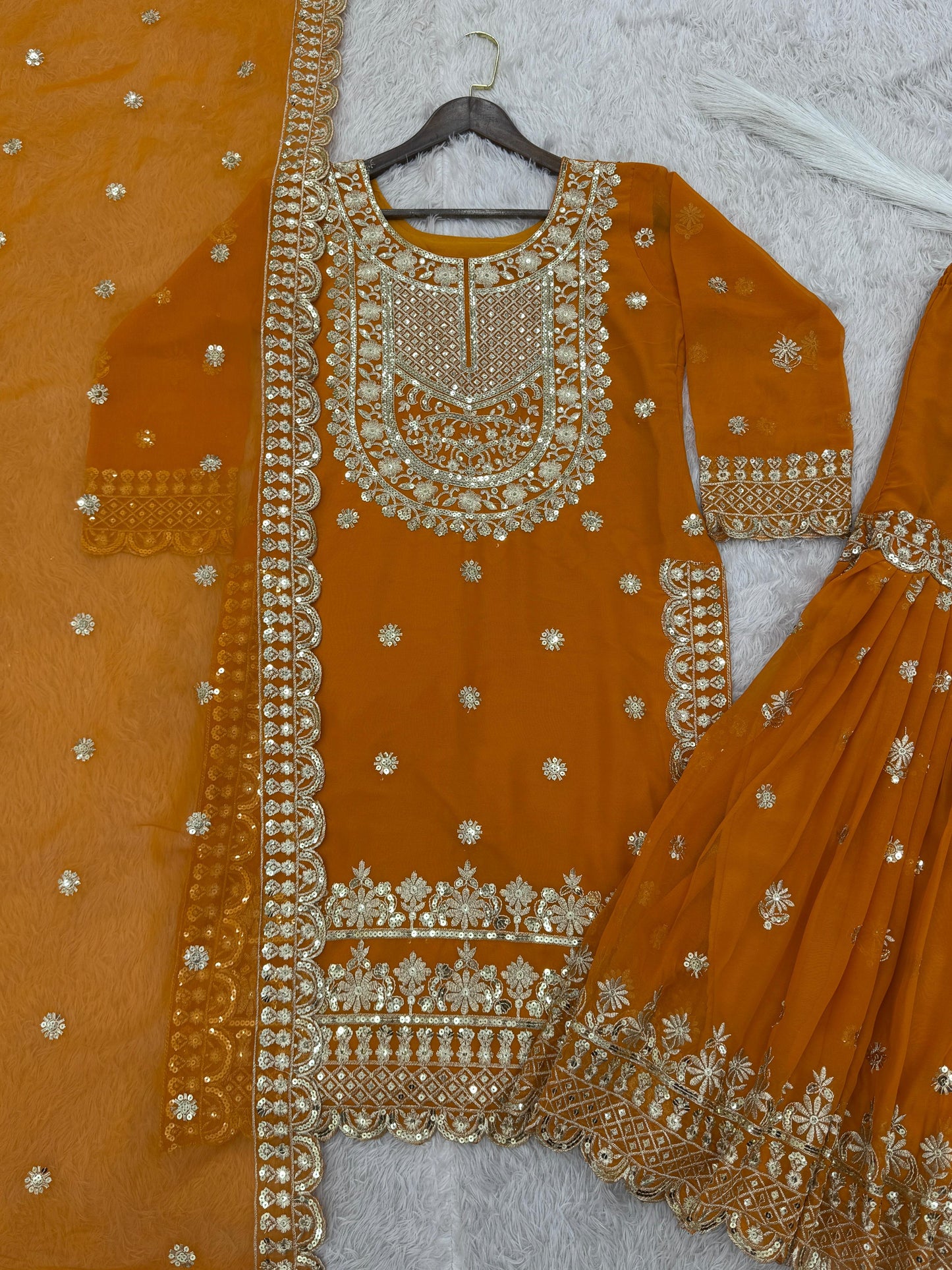 THREE PIECE KURTI WITH SHARARA AND BEAUTIFUL DUPATTA