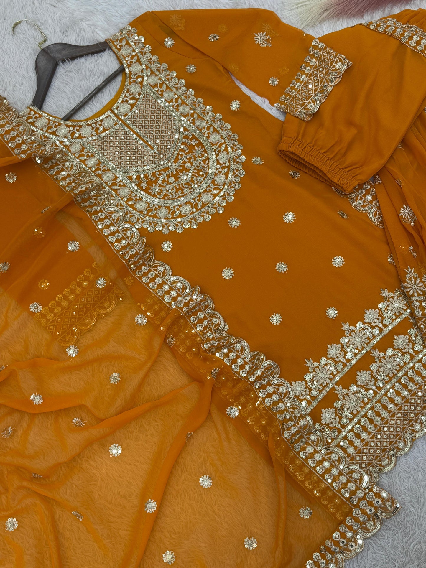 THREE PIECE KURTI WITH SHARARA AND BEAUTIFUL DUPATTA