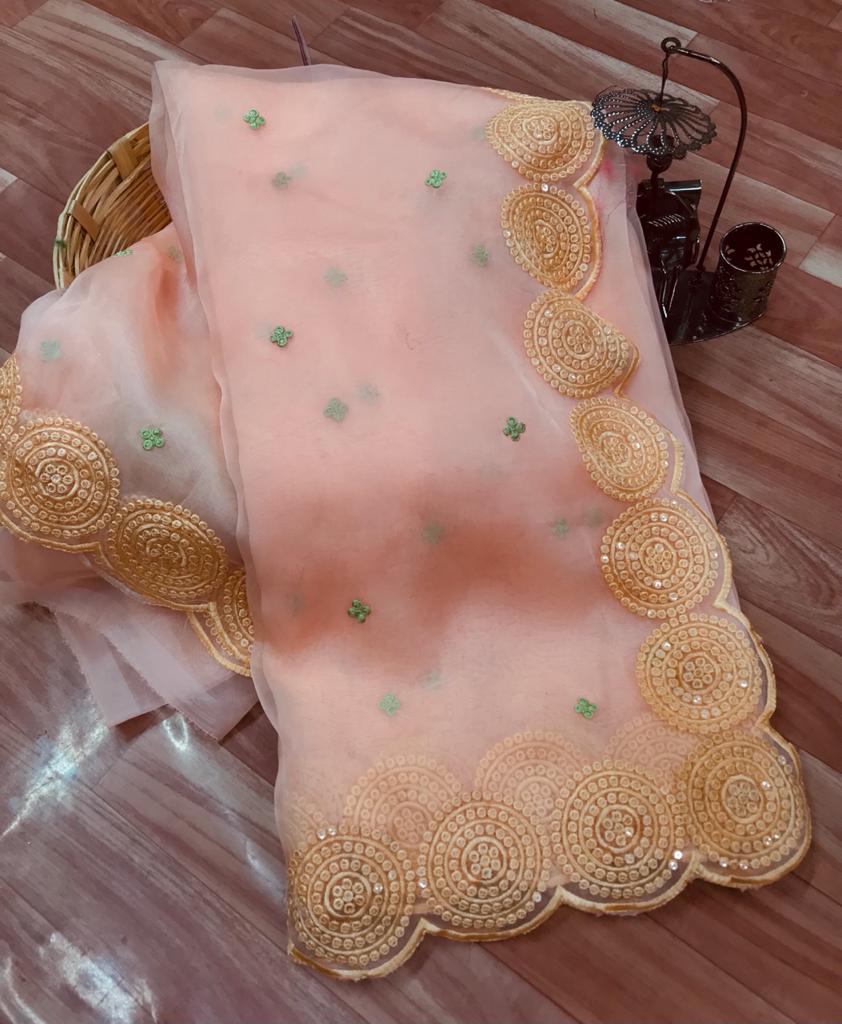 Adorable, head-turning Organza Silk Sarees in Three Colours