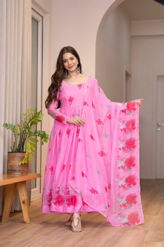 Pink Floral FreshLook Ethnic Outfit