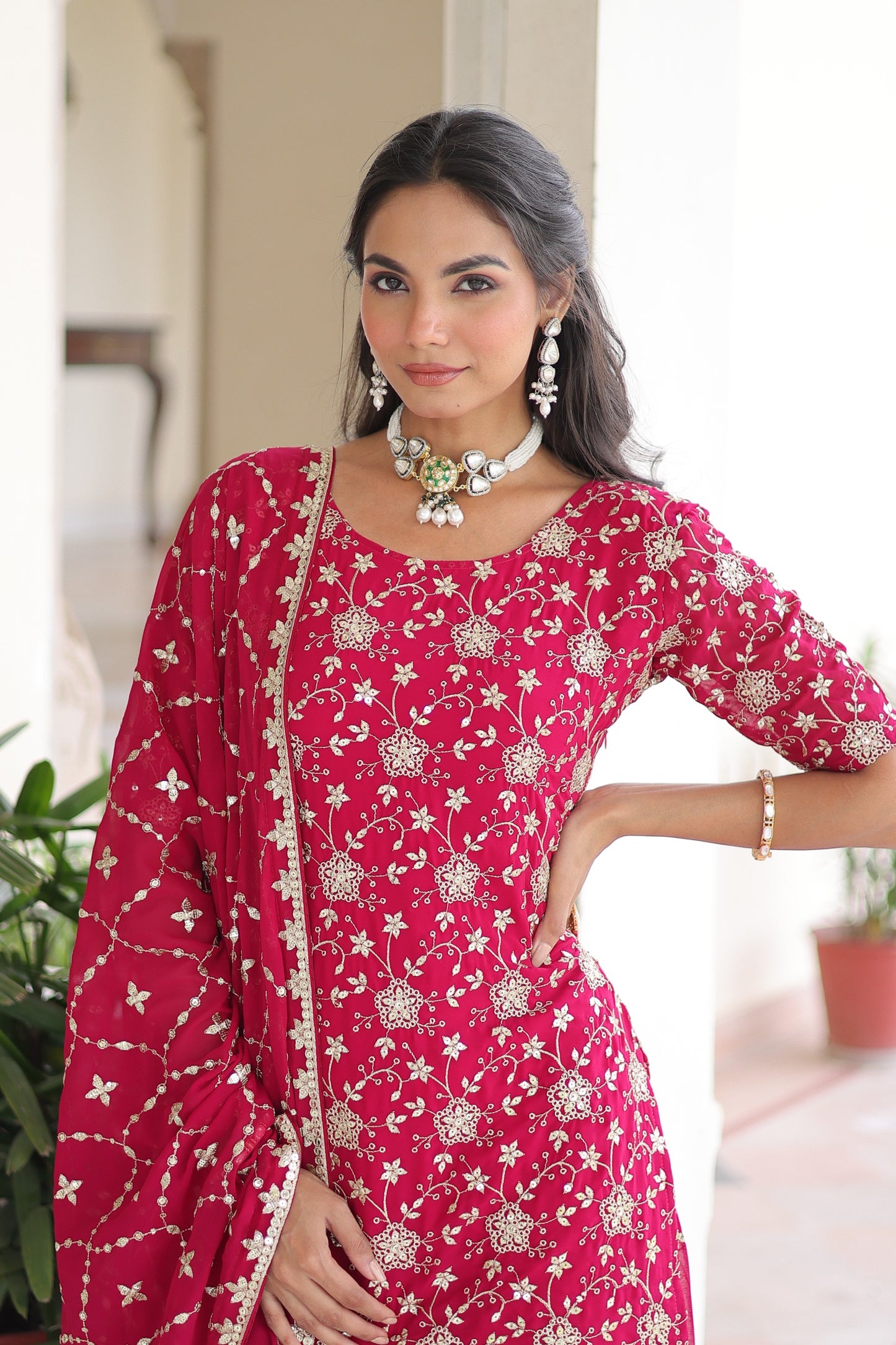 PREMIUM DESIGNER READYMADE TOP-SHARARA-DUPATTA SET