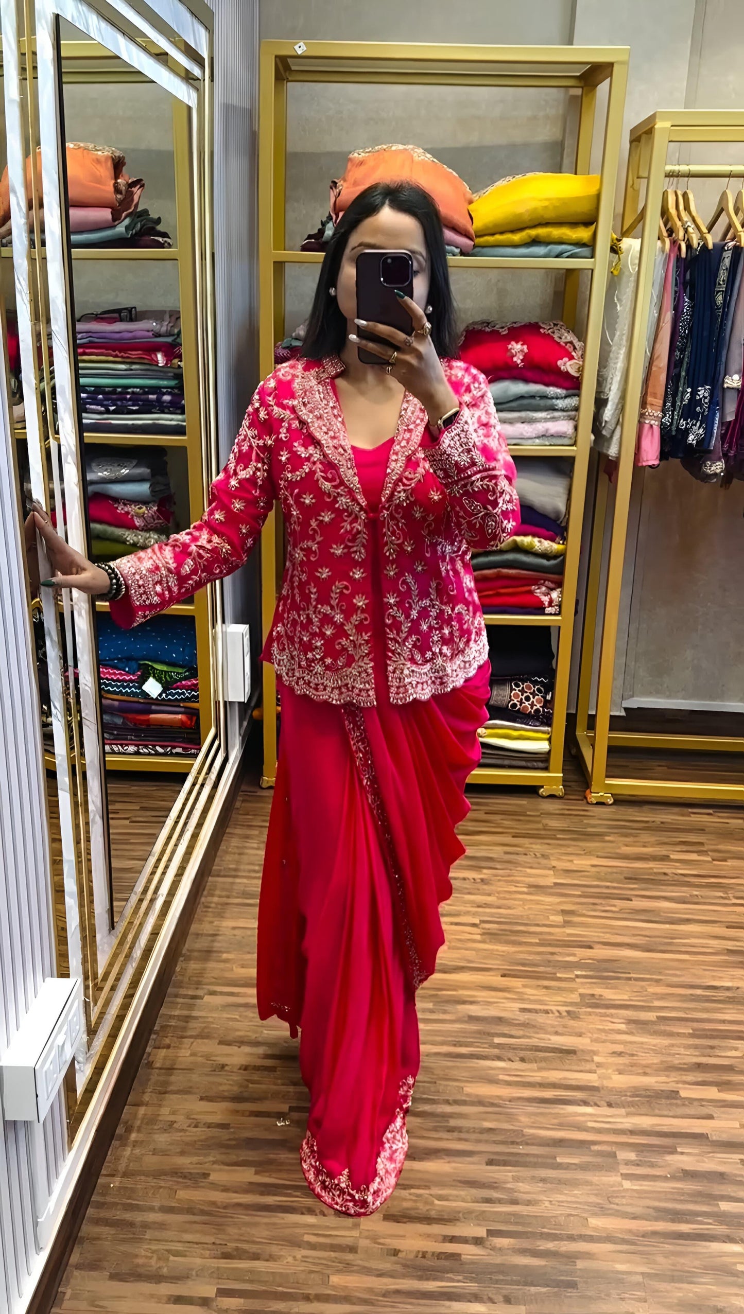 Exclusive Jacket Saree Set - Ready To Wear