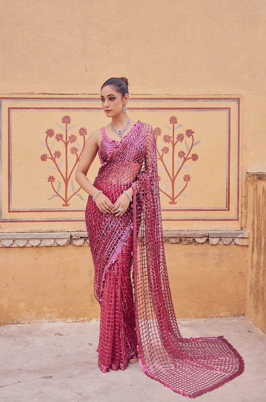 Premium Bollywood Blockbuster Pinkish Sequin Saree