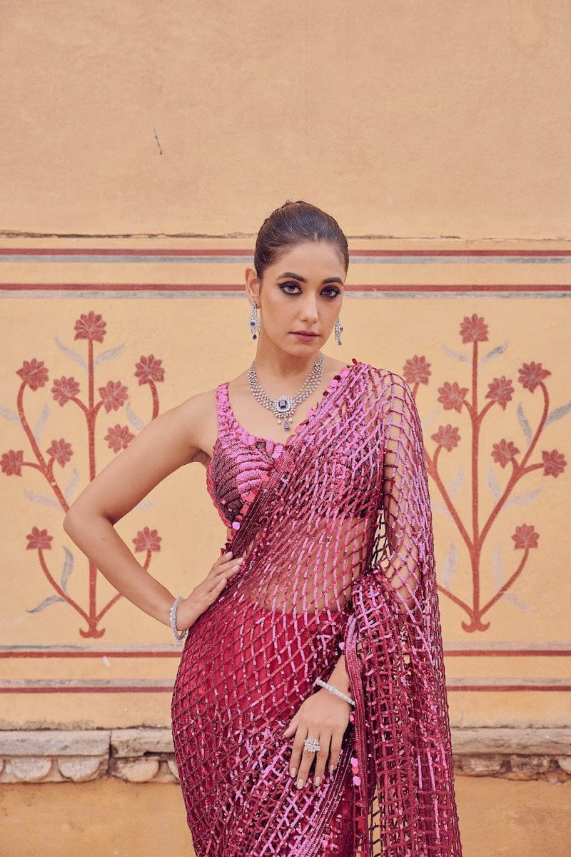 Premium Bollywood Blockbuster Pinkish Sequin Saree